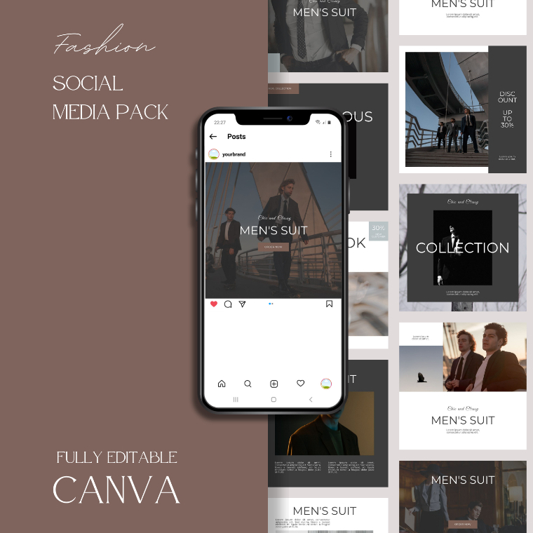 Desain 50 Template Canva Instagram Feed/Post Men's Suit | Premium Design for Boutique |  Bisa Diedit