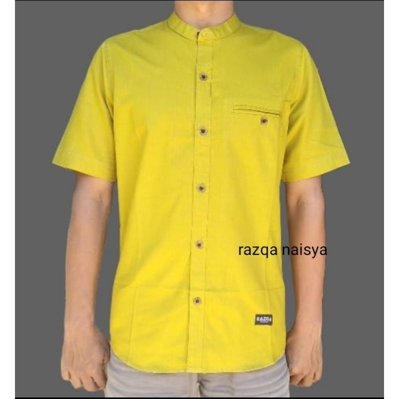 Bisa COD Kemko Pria Kuning Lemon tangan Pendek / Baju koko Kemko Dewasa Kuning Lime / Kemko Lemon te