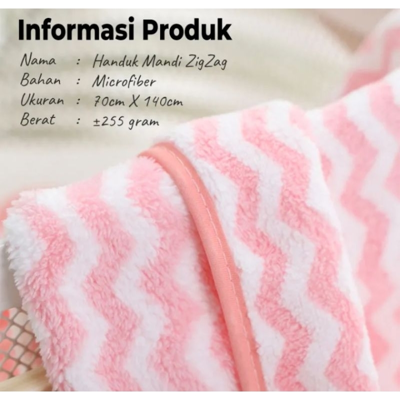 Termurah Handuk Mandi Motif ZigZag 140cm x 70cm Lembut Dan Daya Serap Tinggi J2A1