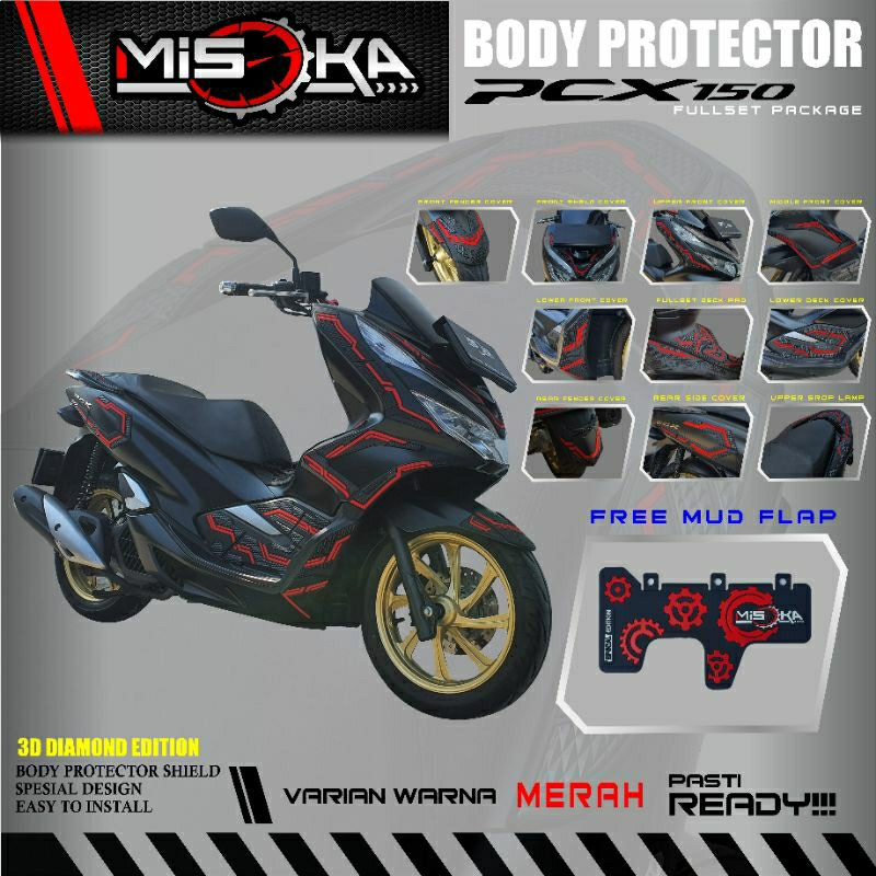 Misoka fullset Body Protector Pcx 150/Aksesoris Motor Honda/rubber Karet/Pelindung motor/Murah Keren