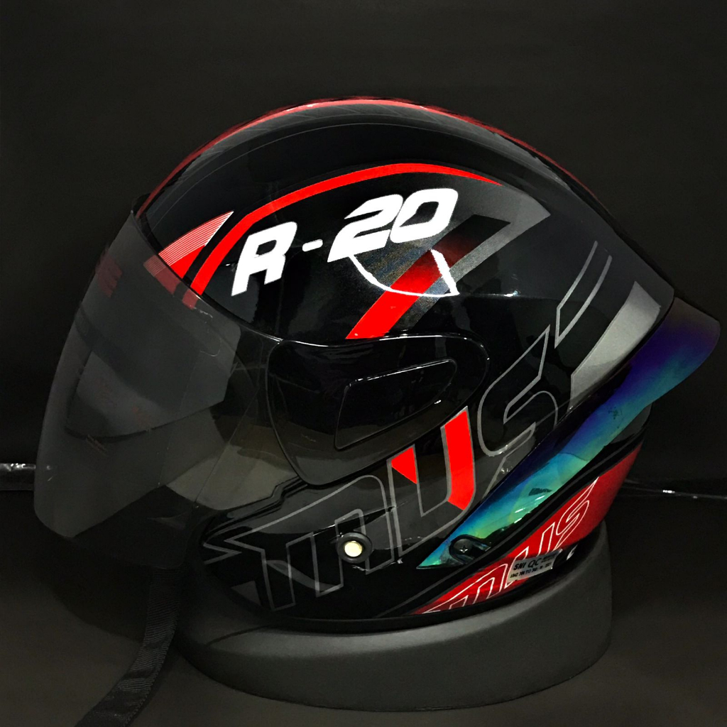 HELM MVSTAR RTECH / HELM HALF FACE / MVSTAR WINDTAIL CARBON RSV ukuran ALL SIZE Include Spoiler Rain