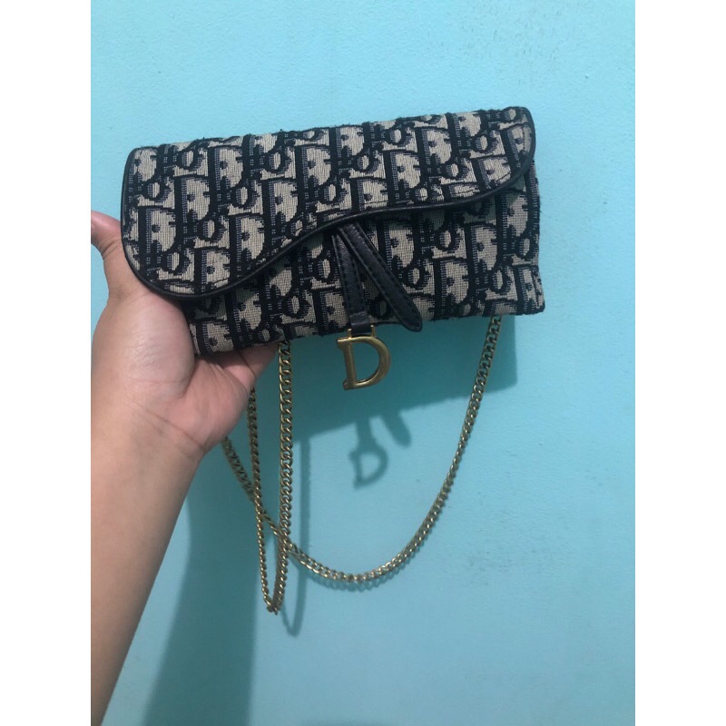 Dior saddle wallet on chain preloved
