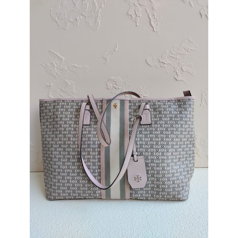 preloved tory burch gemini link pink large tote zipper