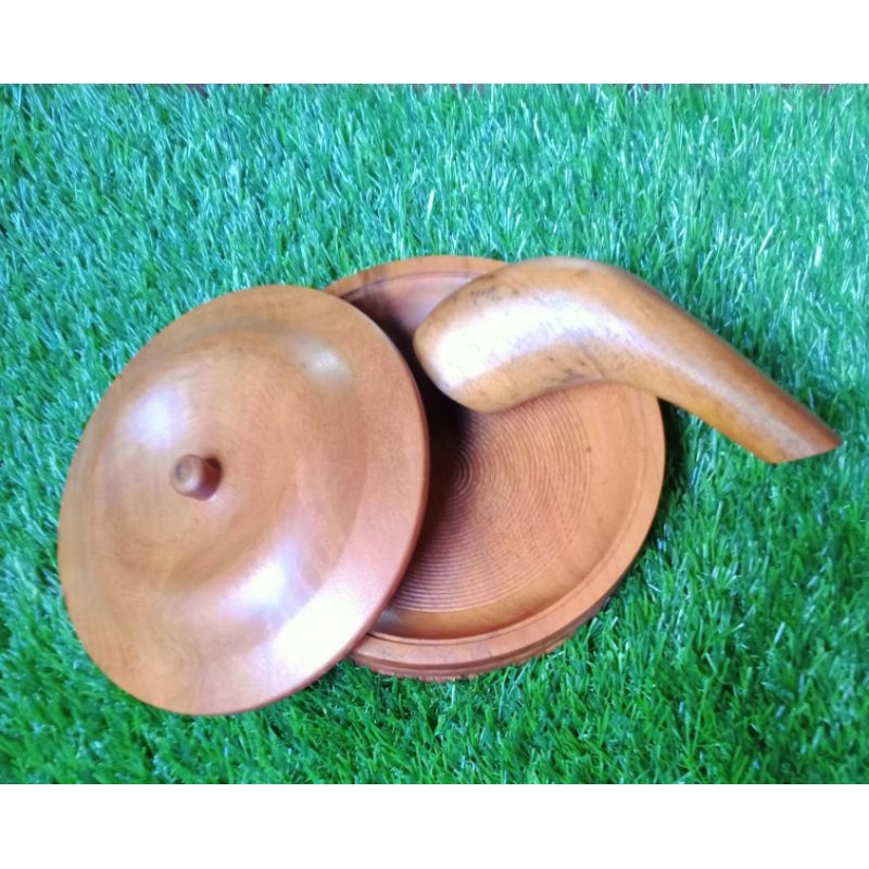 COBEK BERTUTUP 17CM DARI KAYU ULIN