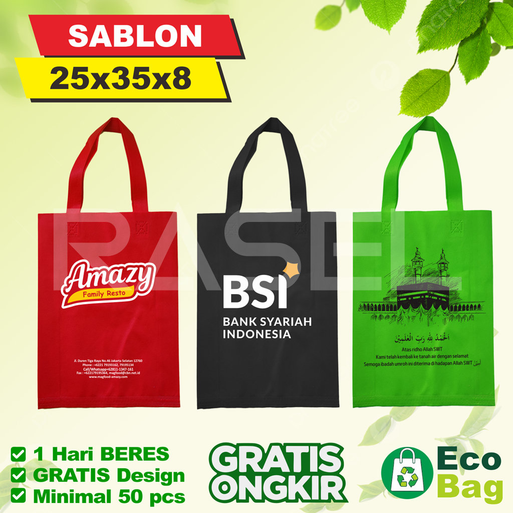 

Goodie bag Sablon Custom tas spunbond TLS 25x35x8