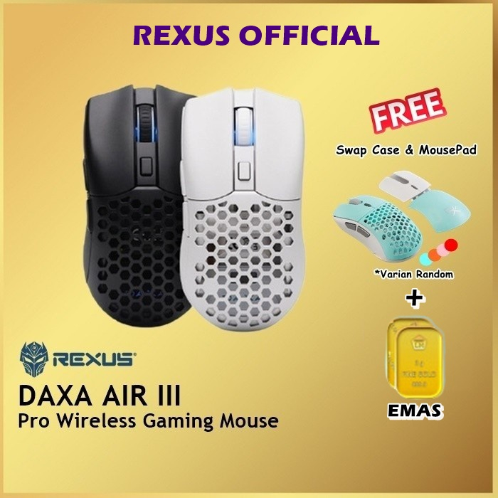 Rexus Daxa Air 3 Pro Wireless Gaming Mouse Hitam