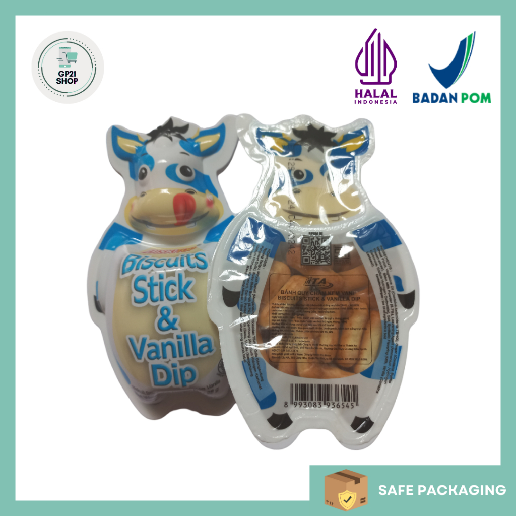 

Biskitop Sapi Biscuits Stick and Vanilla Dip 28 Gram - Biskuit Stik Colek Snack Cemilan Murah Enak