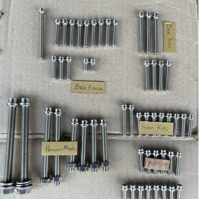Baut Mesin L Stainless THE Full set CB GL Megapro Tiger