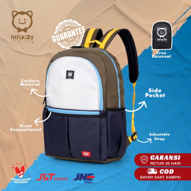 Tas Sekolah Anak Laki Laki TK SD Original Backpack Punggung Anak Cowok Keren Terbaru Free Raincoat KX792