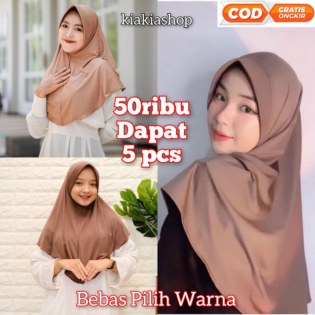 Jilbab Bergo Hamidah 50ribu 5 pcs size M