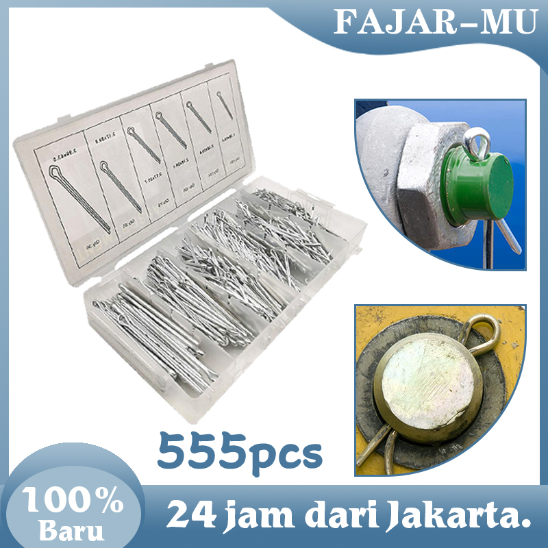

555 Pcs Cotter Pin Set Split Pin Assortment Split Pin Cotter Spi Pen Seperti Jepit Rambut Paku Sindik Pengunci Mur Baut Footstep