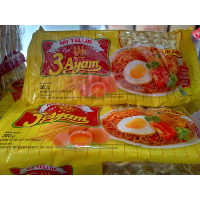 

MIE TELUR CAP 3 AYAM MI PIPIH 200g