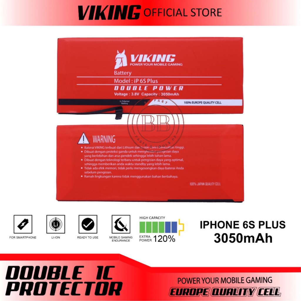 Baterai Viking Double Power 6+ / 6 Plus / 6P / A1522 / A1524 - Batu Batre Batrai Batri Batrei Batere