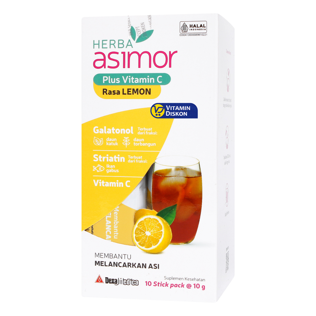 HERBA ASIMOR PLUS VITAMIN C RASA LEMON ISI 10 STICK PACK 10GR