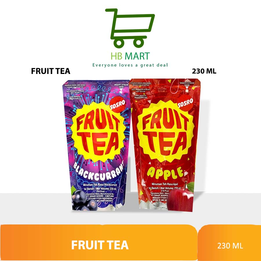 

SOSRO FRUIT TEA POUCH 230ml APPLE BLACKCURRANT MINUMAN TEH RASA APEL