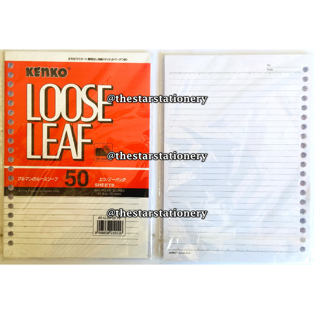 

(1 Pak Isi 50 Lembar) GROSIR Loose Leaf Kenko A5 50 / Isi Kertas File Binder Kenko A5-LL50-20 / Kenko A5-LL50-20