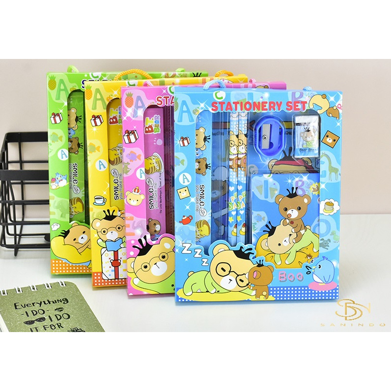 

Stationary set motif kartun 6 in 1 /Paket alat tulis/souvenir anak sekolah