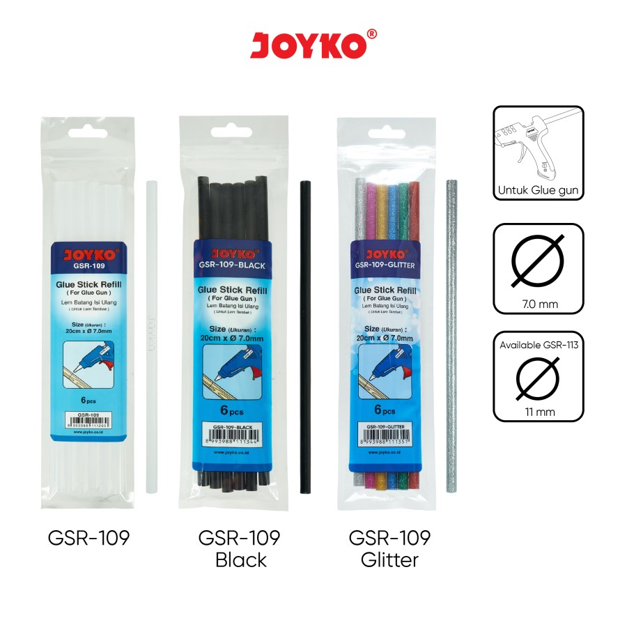 

Glue Stick Refill Lem Bakar Isi Lem Tembak Joyko GSR-109 ~ 113 6 PCS - GSR-113