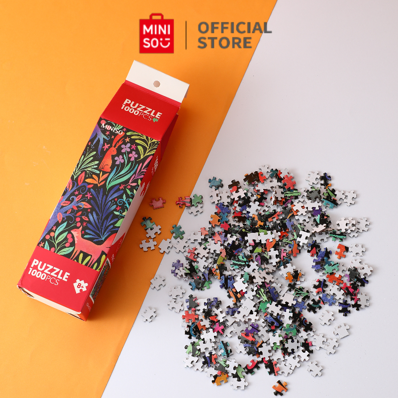 MINISO puzzle 1000-pcs Milk Carton Packaging puzzle 42*29.7cm Forest & flower space gift for childre