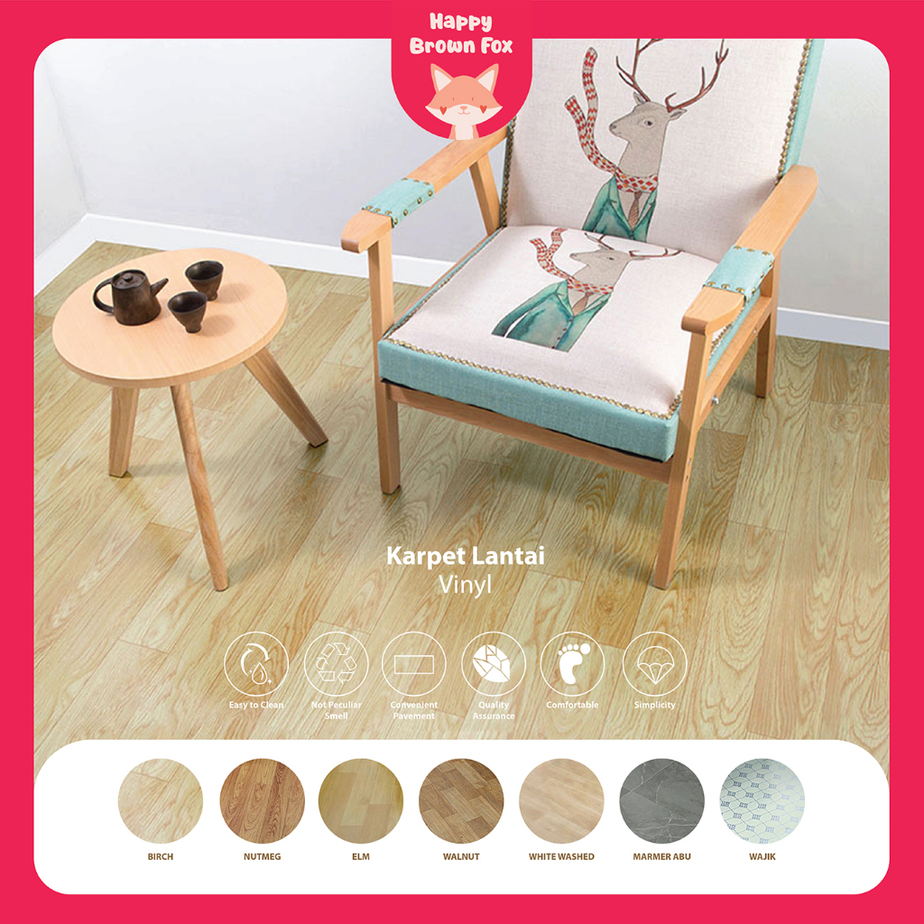 Karpet Lantai Vinyl Premium Motif Korea Parket Stiker per 1/2Meter 50cm KLV