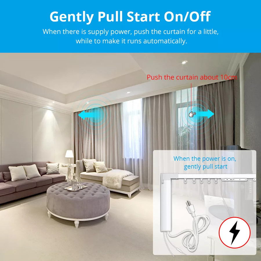 Zemismart Curtain Rail Motor Set 4 Meter Rel Gorden Pintar Otomatis