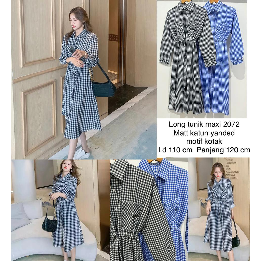 TUNIK KOTAK ZIYI KOREA / MAXI DRESS / LONGTUNIK WANITA MUSLIM