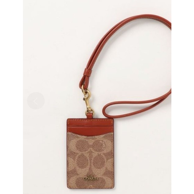 

32475 COACH ID Lanyard Signature Name Tag Tan Rust 32475 ♥️[ORIGINAL 100%]♥️
