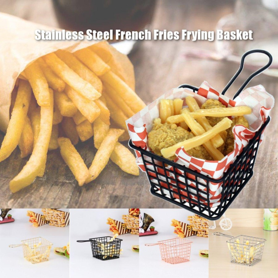 French Fries Basket Keranjang Saji Mini Fryer Wadah Kentang Chicken - black