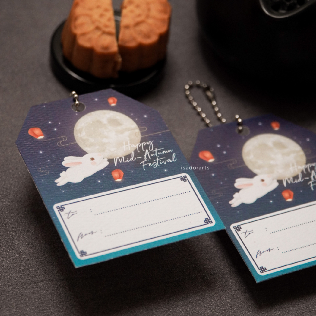 

12pcs Gift Tag Mid Autumn Festival Moon Cake Hang Tag To From Hangtag Label Kue Bulan Gantungan Hampers