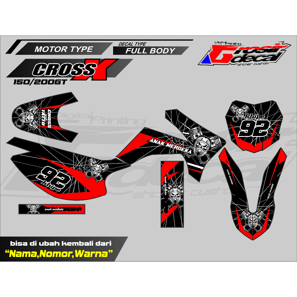 Decal Viar Cross X 150 / 200GT Supermoto fullbody Stiker Viar Cross X 150 Supermoto free custom