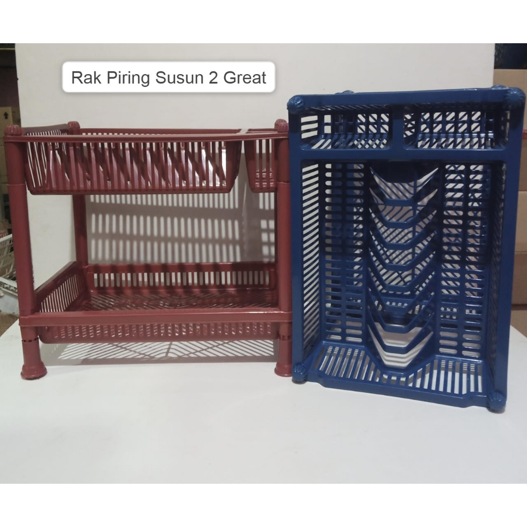 PROMO GREAT RAK PIRING PLASTIK SUSUN 2 - RAK PIRING WASTAFEL PLASTIK SUSUN 2