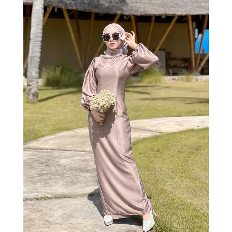Calendula dress gamis pesta (READY STOCK ) DRESS BURGUNDY DRESS DENIM DRESS GAMIS bridesmaid ready
