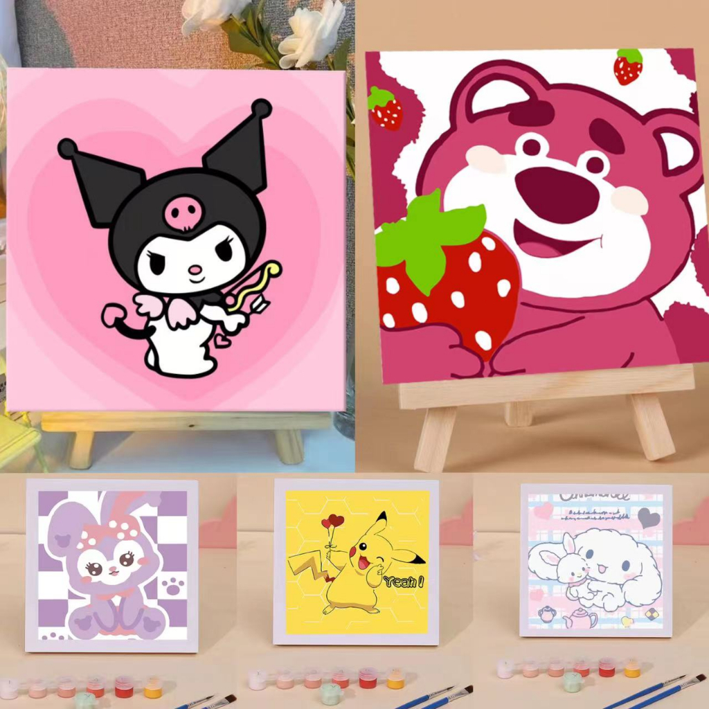 

COD Canvas Paint by numberr Lukisan Dengan Nomor Canvas Free kuas cat air / Edukasi Menggambar anak /Sanrio Melukis Mewarnai Kanvas Nomor Prakarya Anak Painting Kit DIY