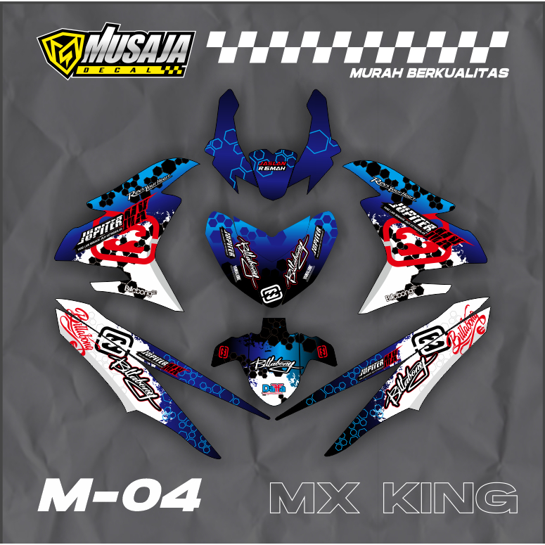 Decal Mx king motif biru putih full body