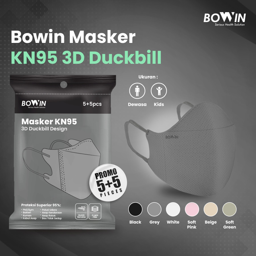 Bowin Masker KN95 - Duckbill 3D (Filter ≥95% BFE PFE) Masker Medis