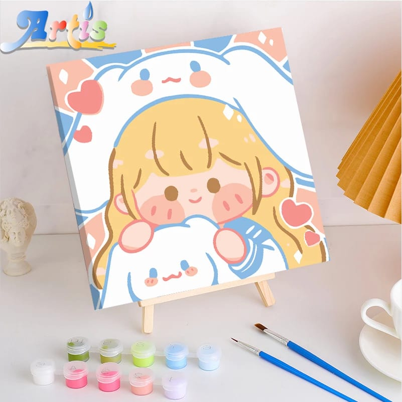 

30x30cm Lukisan Kanvas DIY Digital Painting Kit With Kanvas Warnai Anak