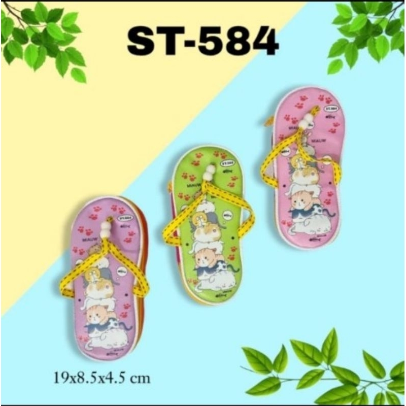

SJS kotak pensil sleting/pencil pouch shintoeng seri sendal/tepak-584 cat,bebas