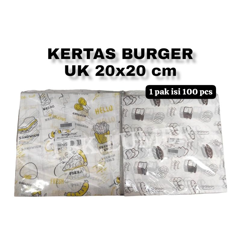 

KERTAS ROTI/KERTAS KUE/kertas burger kecil MOTIF ISI 100 LEMBAR/kertas makanan