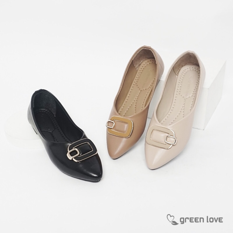 GL EI 08 FLATSHOES / SEPATU FLAT SEPATU TEPLEK FLAT SHOES WANITA MURAH PREMIUM BERKUALITAS / GREENLO