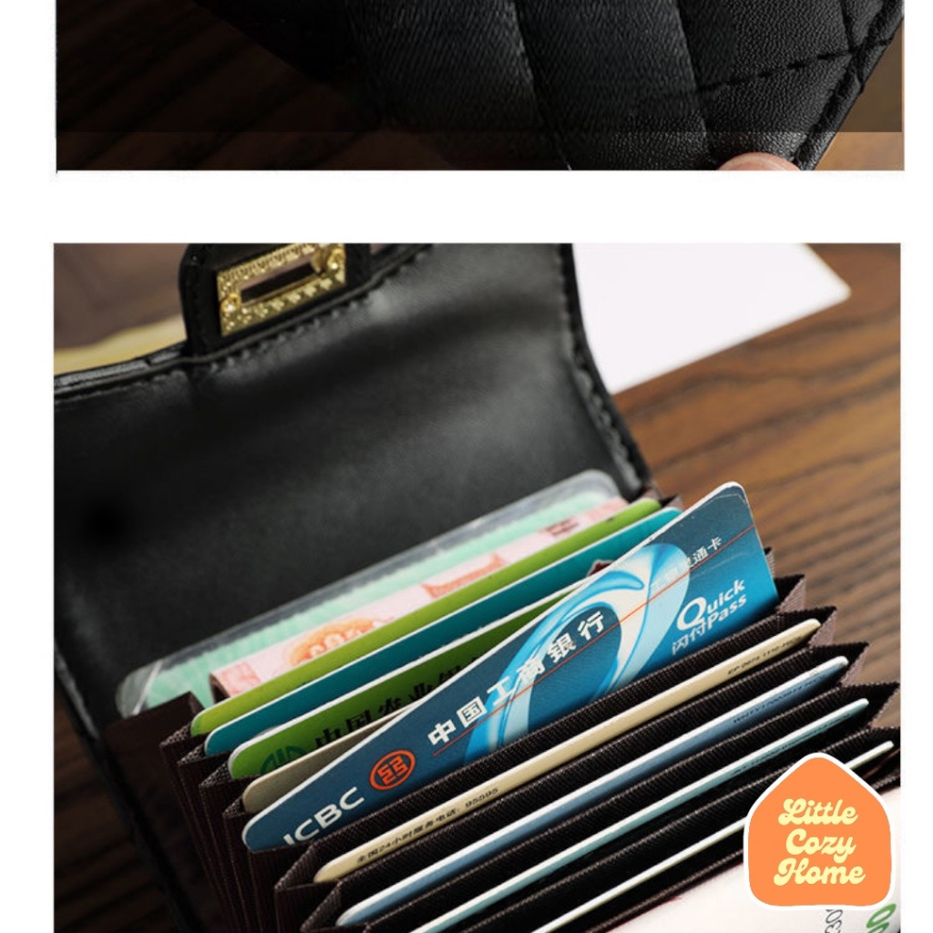 Brigette Leather Card Wallet / Dompet Kulit Wanita Import Lipat Resleting Anak Cewek Perempuan Remaja Photo Card Holder Case Ala Korea Motif Wanita Simple