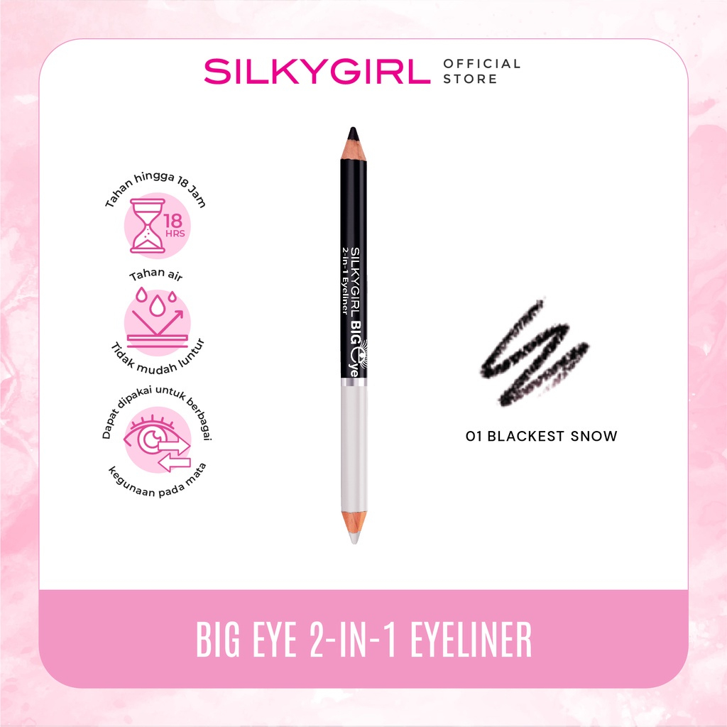 SilkyGirl Big Eye 2 in 1 Eyeliner Pensil Blackest Snow
