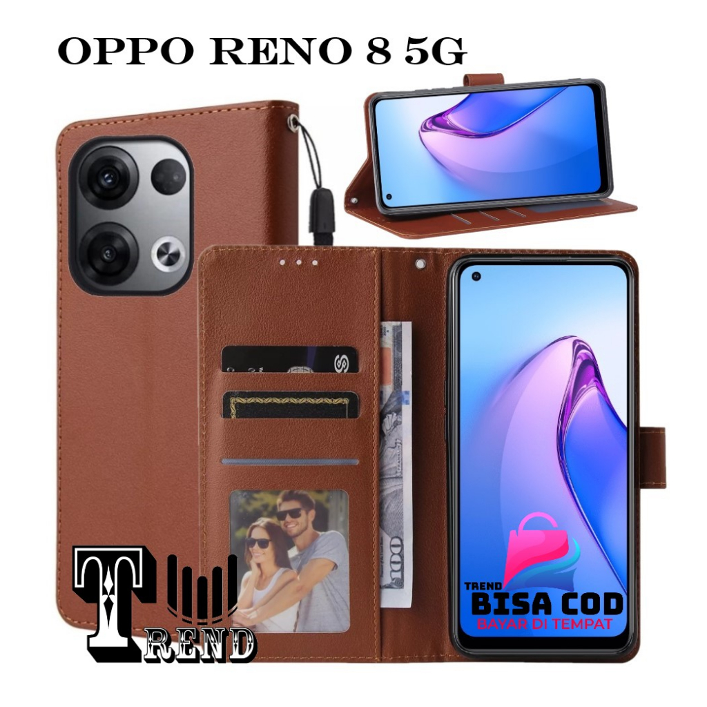 LEATHER CASE FLIP OPPO RENO 8 5G - FLIP CASE KULIT UNTUK OPPO RENO 8 5G
