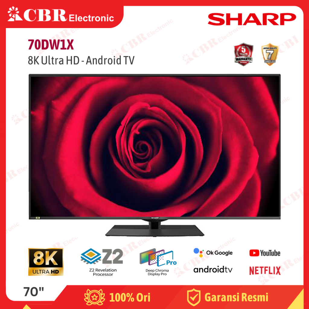 TV SHARP 70 Inch LED 70DW1X (8K UHD-Android TV)