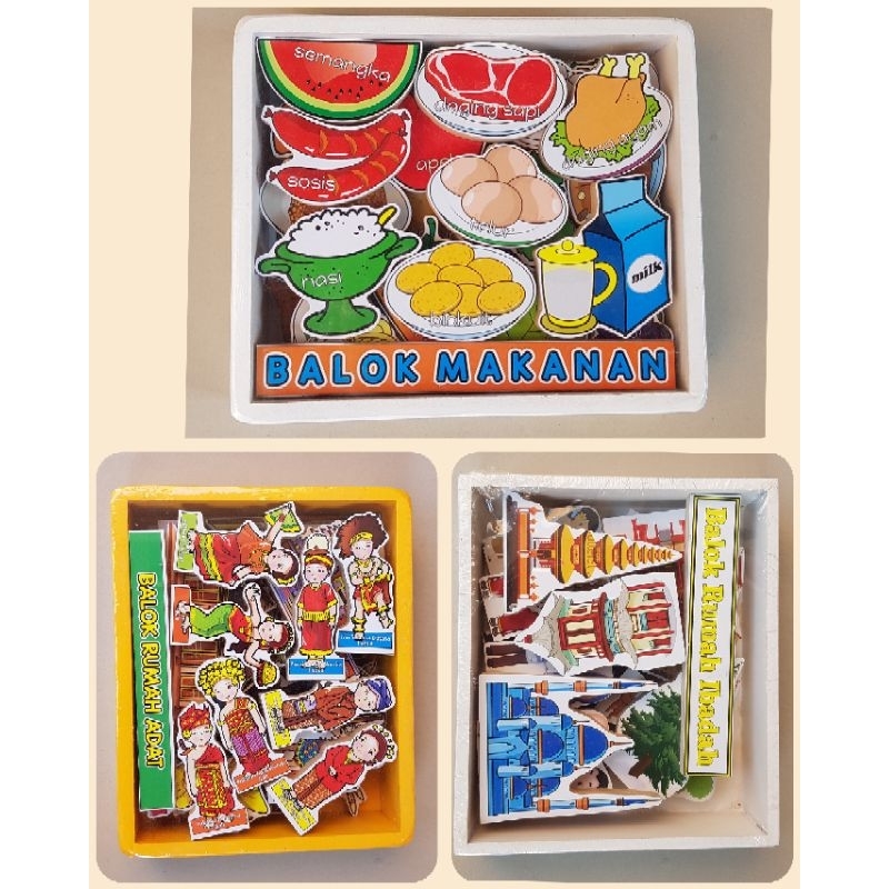 Mainan Balok Asesoris Baju Adat / Rumah Adat/Tari Adat/Balok Asesoris/Rumah Ibadah/Tempat Ibadah/Ase