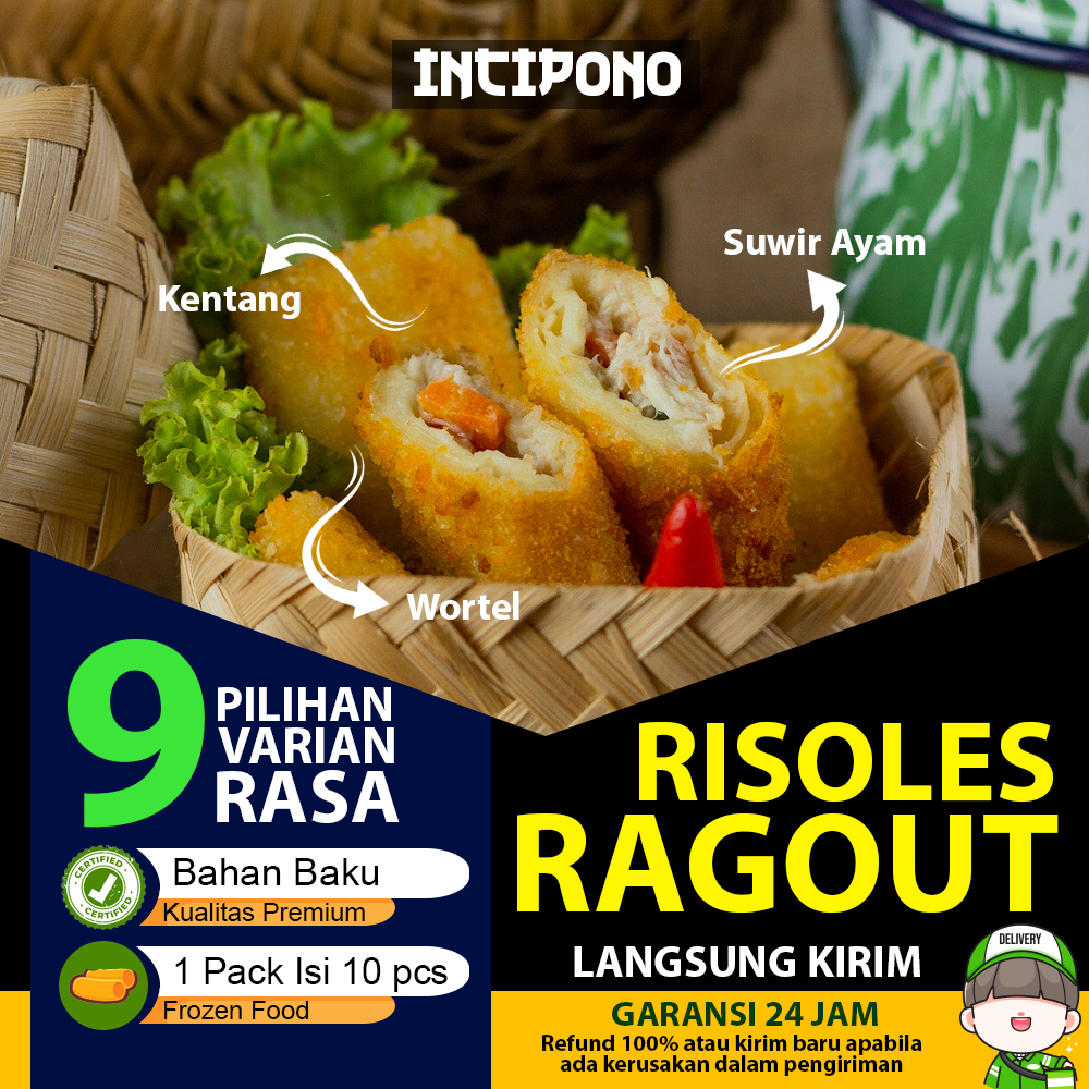 Incipono Risol Ragout Frozen 1 Pack Isi 10 Pcs Risoles Rogut Ayam Suwir Kentang Wortel Frozen Food H