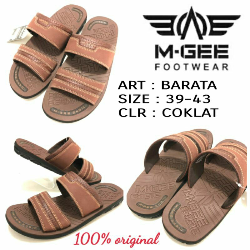 Sandal Pria Ban 2 Original Mgee Barata Size 39-43 Warna Coklat | Sandal Kasual Pria Termurah