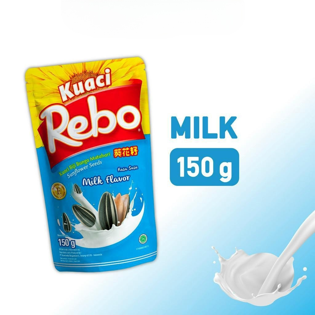 

Rebo Kuaci Rasa Milk Flavor 150 gr - Cemilan Biji Bunga Matahari