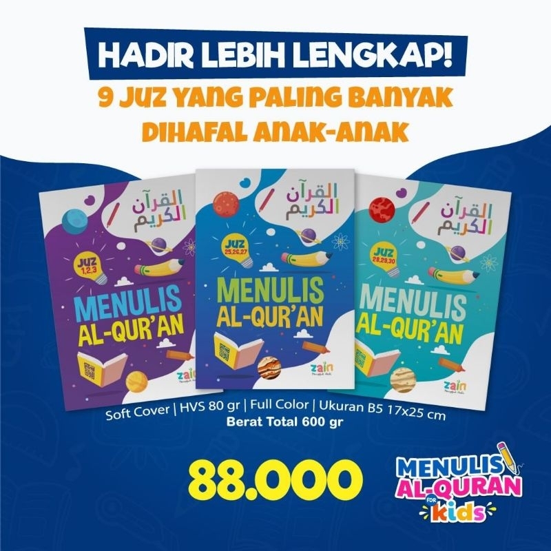 Menulis Al Quran 9 Juz | Buku Menulis AlQuran Zain Penyejuk Hati