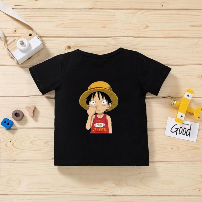 Kaos anak unisex laki laki usia 2-16 tahun lengan pendek luffy bocil ngupil