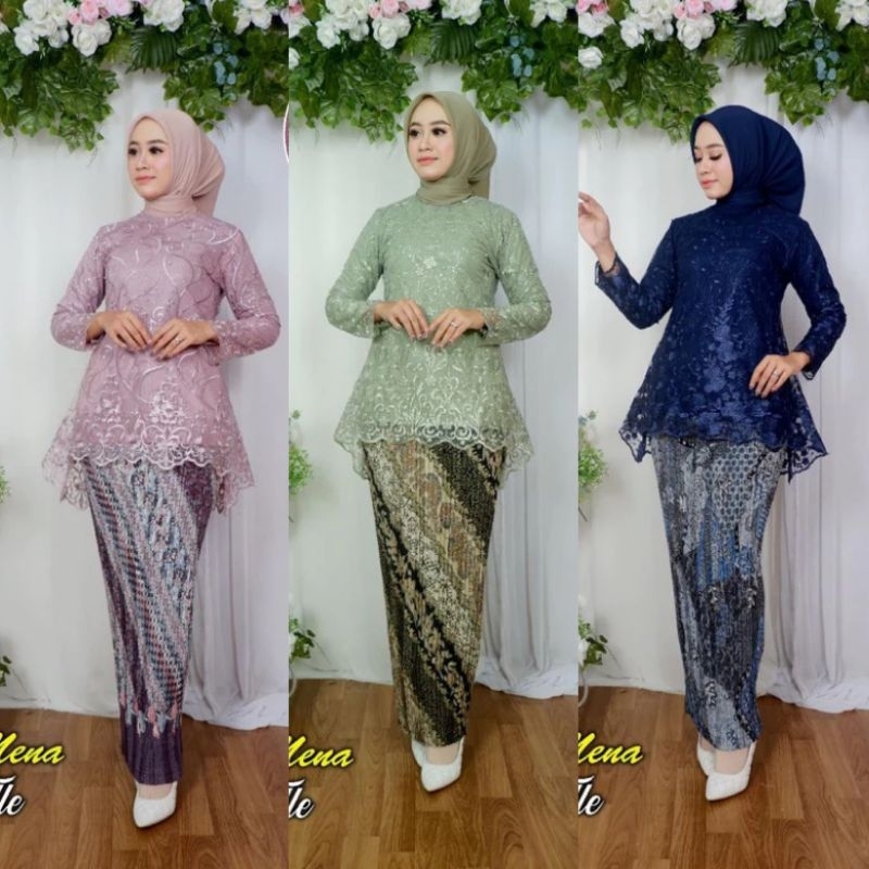 SETELAN KEBAYA RINJANI TULLE BORDIR KEBAYA JUMBO KEBAYA WISUDA KONDANGAN PESTA KEBAYA KEKINAN KEBAYA